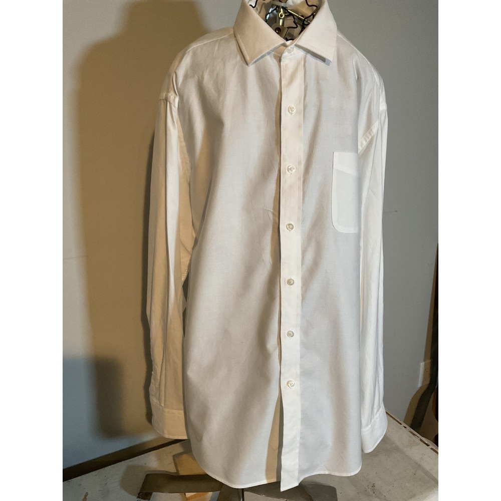 Buttoned Down Mens White Supima Cotton Classic Fit Dress Shirt L 16-16.5 34/35